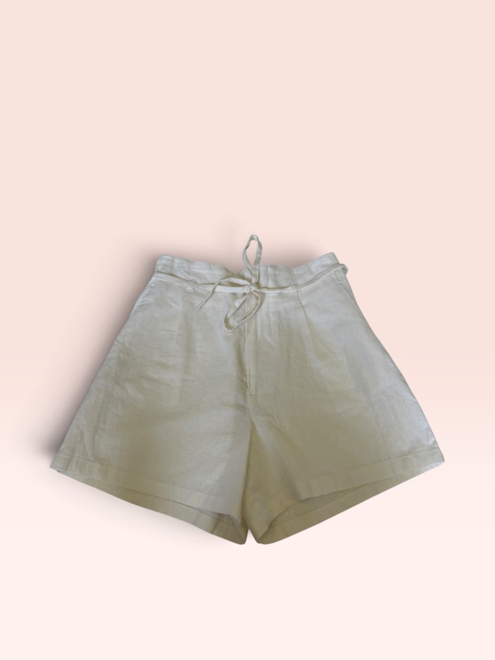 Love Tree High-Waist Drawstring Linen Shorts in White/ Beige size Medium NWT
